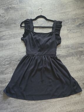 Classic Black Ruffle Strap Dress - Unbranded